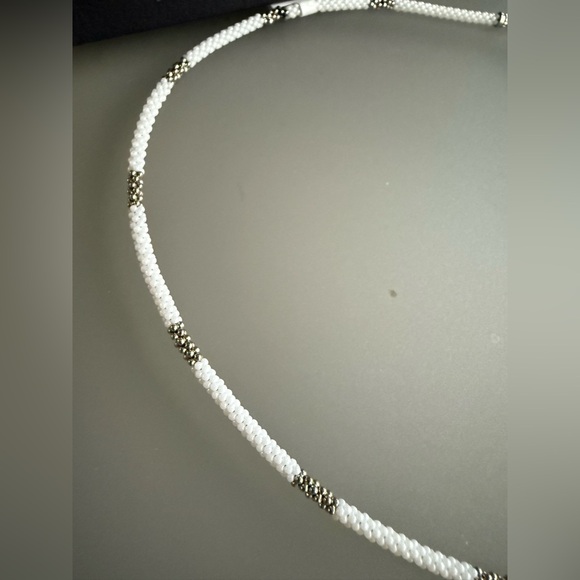 NWOT LAGOS White Silver Station Ceramic Beaded Necklace - Picture 4 of 9